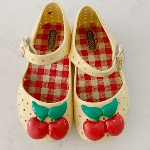 Yellow Mini Melissa red Cherry shoes size 8
